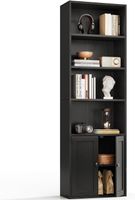 Bücherregal mit Türen 6 Ebenen Bücherschrank Schwarz
