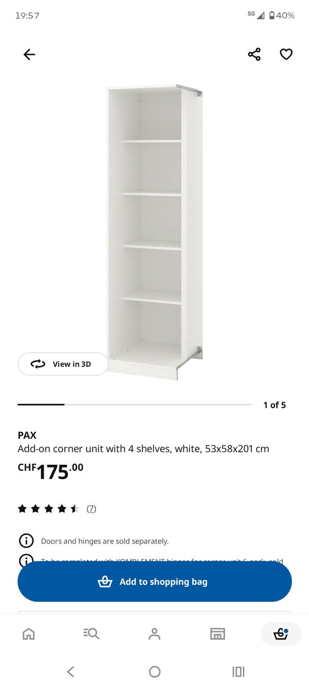 Ikea Schränke: IKEA PAX Eck-Anbauelement – Gebraucht aus Chur von Jaronimas 1