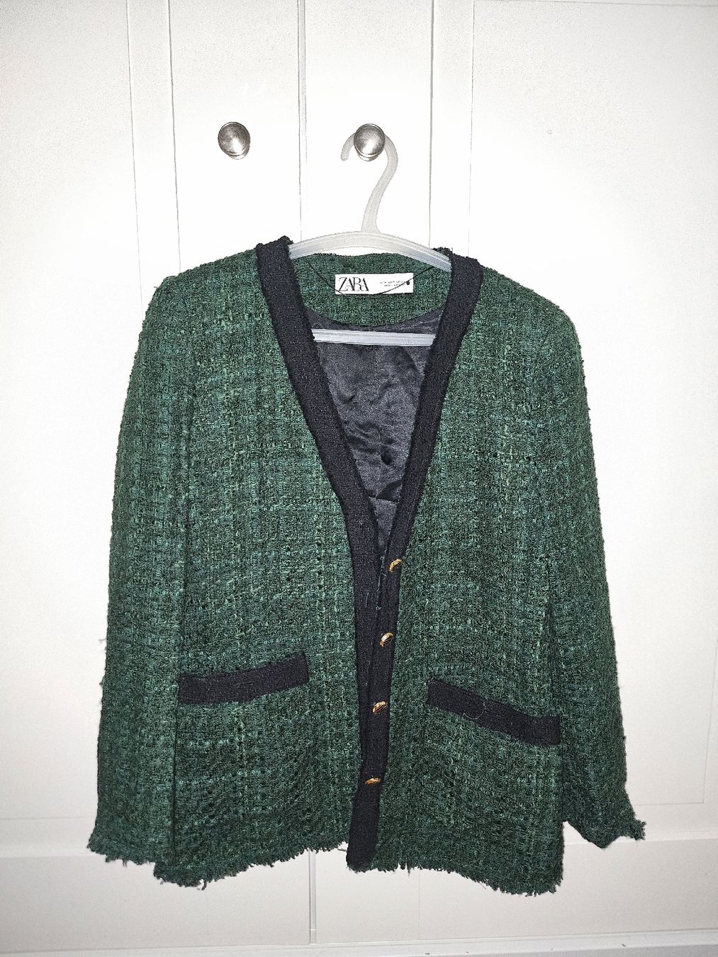 Pulls & Sweat-shirts: Zara Tweed Jacket Green Black Buttoned Front Size M – D'occasion à Luzern par atm_2b6m 2