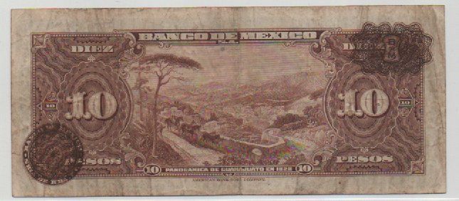 Banknoten: 10 PESOS - 14 AGOSTO 1946 - MESSICO – Gebraucht aus CHIASSO von Rochelle59. 1