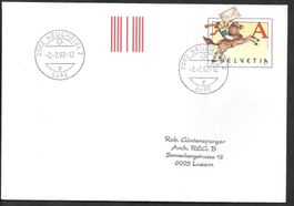 Briefumschlag 35I gest. Schnapszahl 2002 Neuchâtel 2.2.2002