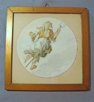 Aquarell einer Fliegenden Hexe - von Hugo Bäppler * 1877