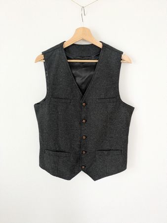 Herren Weste Pattern Fischgrät grau Grösse M 