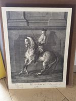 Gravure ancienne, homme sur cheval par E. Ridinger 1734