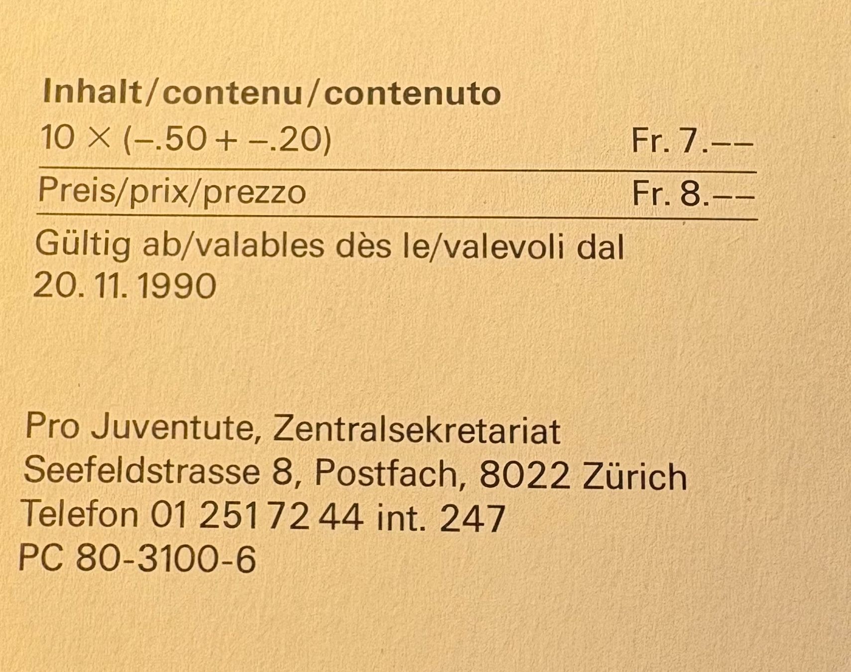 Tutti i francobolli: PRO JUVENTUTE 1990 – Usato da Ostermundigen venduto da Heavenmaus75 2