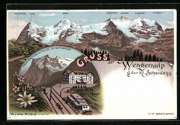 Ansichtskarten: Litho Wengernalp, Kleine Scheidegg mit B – Gebraucht aus Berlin von bartko-reher