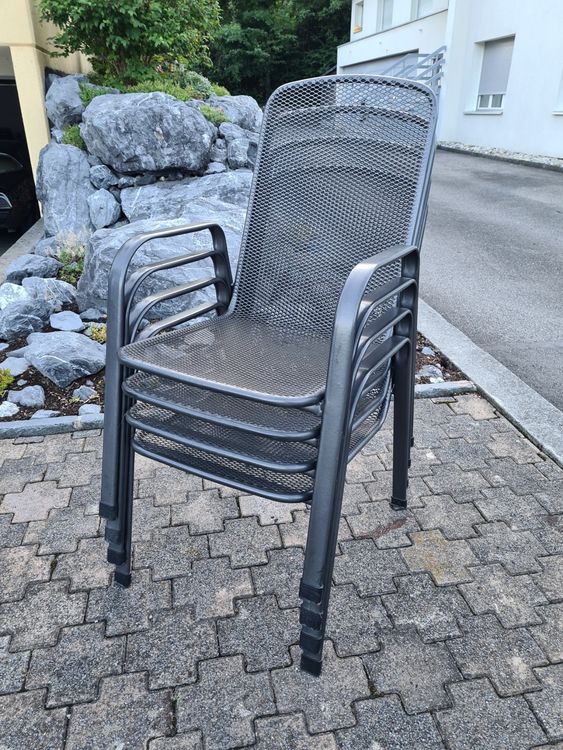 4 robuste Gartenstühle mit Sitzpolstern, Marke MWH Kaufen auf Ricardo