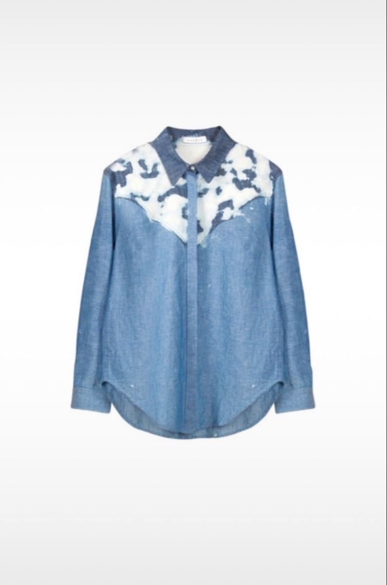 Sandro Camicette: Sandro Jeanshemd Gr. 1 Batikmuster Western Style Bluse – Usato da Zürich venduto da MonGusta 4