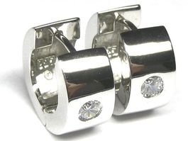 Ohrringe breite Creolen Silber 925 / Zirkonia