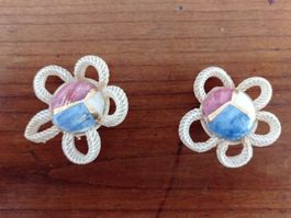 Boucles d'oreille vintage clip en céramique