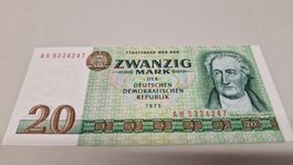 DDR 20 Mark Geldschein von 1975 - Seltenes Sammlerstück!