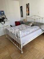 Metallbett mit Nachttisch weiss Landhausstil Breite 180cm