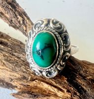 Antiker Jugendstil-Ring 800 Silber mit Türkis-Cabochon Gr.56