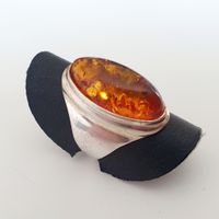 Bernstein Ring Silber 925 Vintage Grösse 16mm Rarität