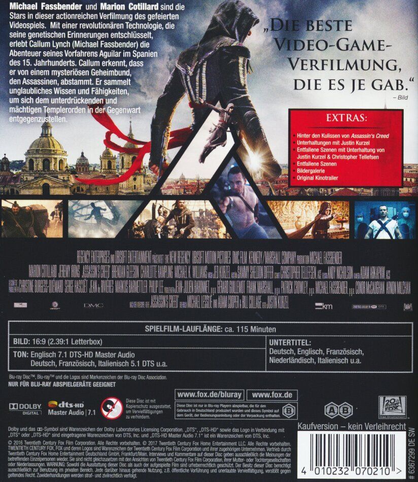 Alle DVDs: Assassin's Creed (2016) Fassbender/Cotillard/Irons/Rampling – Gebraucht aus Volketswil von cinephilia 1