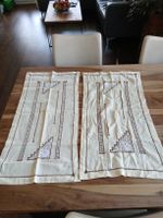 Vintage Linen Table Runners with Crochet Detail — Set of 2