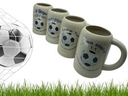 Fussball-Bier-Krüge 4er-Set mit tollen Sprüchen – 0.5l