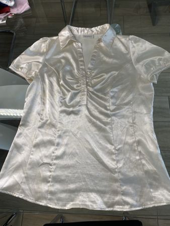 Bluse kurzarm creme-weiss wenig getragen
