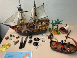 Playmobil Piratenschiff, Kl. Schoner, Insel Augenklappen usw
