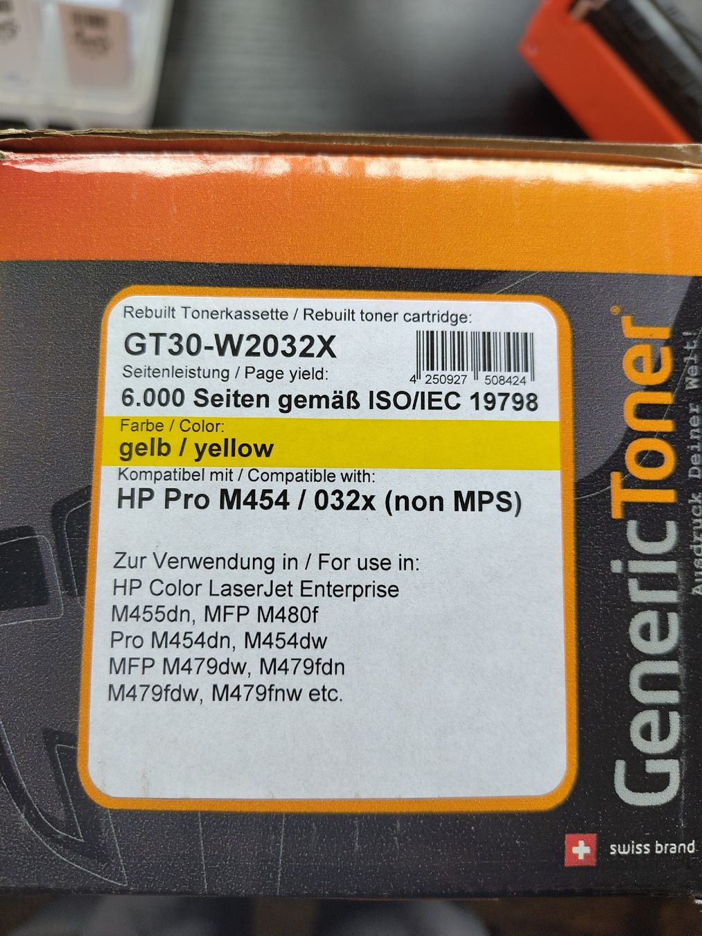 Hewlett Packard Cartucce per stampanti & toner: Gelbe Tonerkassette GT30-W2032X – Usato da Wiedlisbach venduto da Kosolov 1