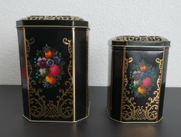 2 Blechdosen / Keksdosen, nostalgisches Blumenmotiv / NEU