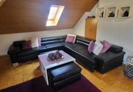 Sofa aus Leder mit Tisch