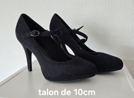 Chaussures escarpins noires à bride et talon de 10cm