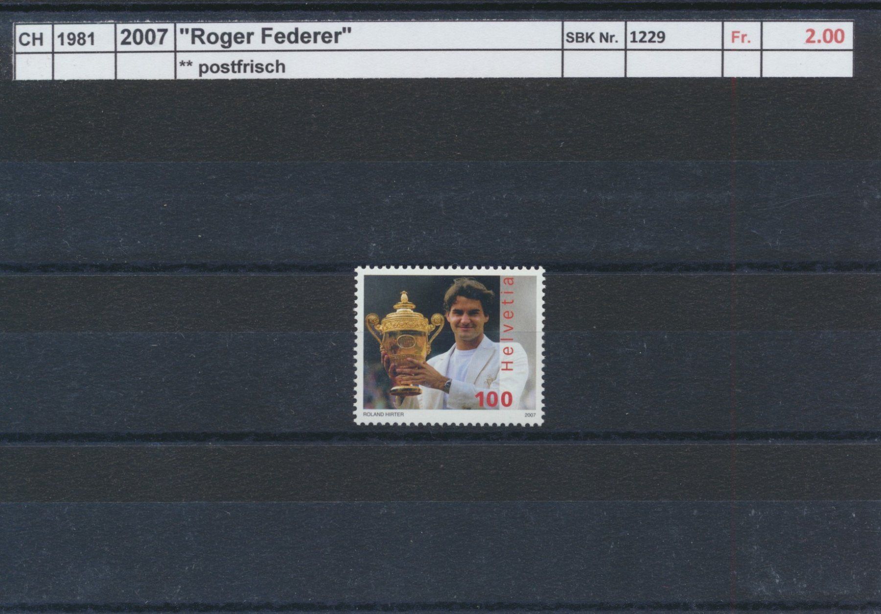 Tous les timbres: 2007 "Roger Federer", ** postfrisch – Neuf (Voir description) à Winterthur par Zupogeru