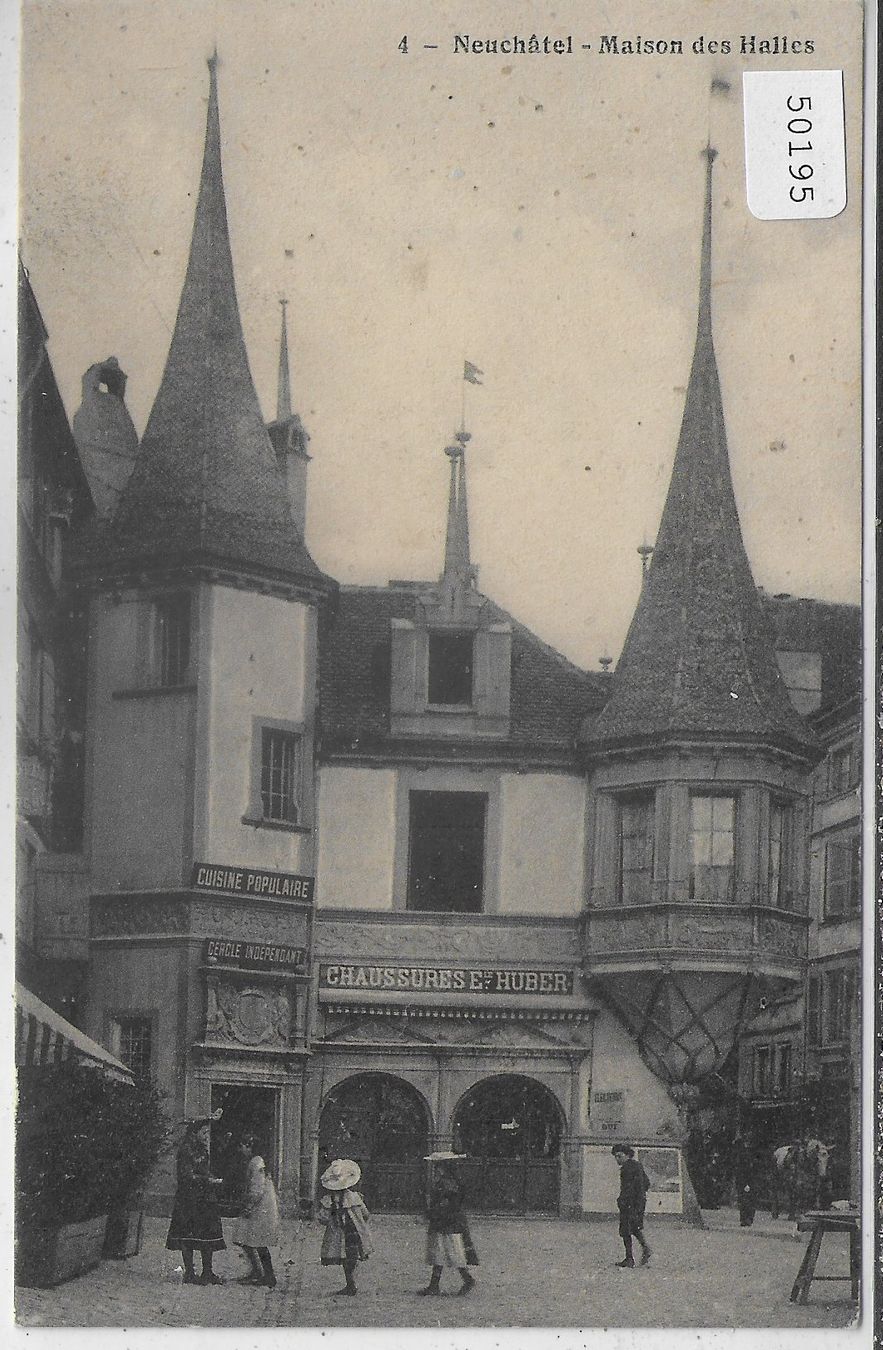 Cartoline postali: Neuchatel - Maison des Halles - animee – Usato da Ettingen venduto da Kartenplanet