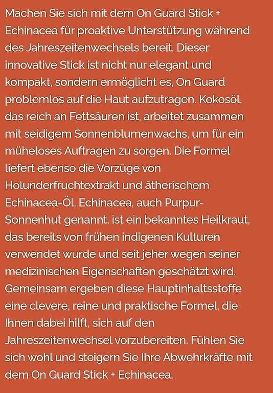 Doterra Oli essenziali: Doterra On Guard Stick + Echinacea – Nuovo e nell'imballaggio originale da Lyss venduto da Infinia 1