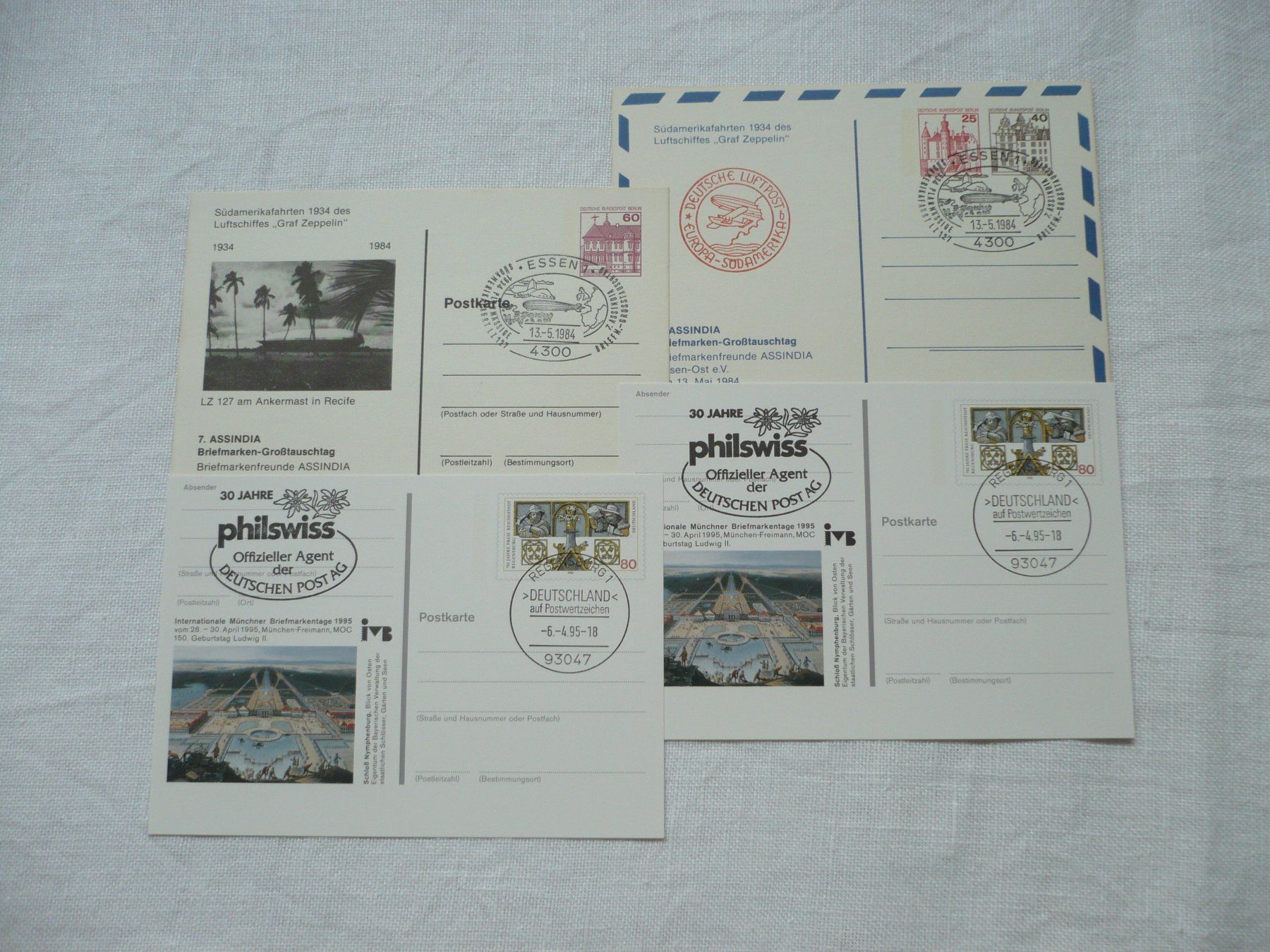 Tutti i francobolli: D 1984 & 1995 4 Postkarten – Usato da Zürich venduto da saltandpepper008