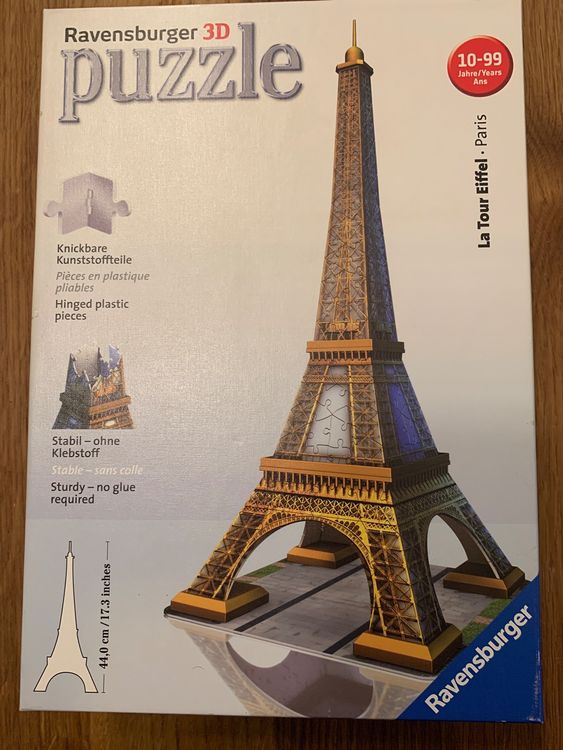 Ravensburger Puzzle 3D à 216 éléments de la Tour Eiffel 12556 pour Enfants et Adultes. Technologie Easy Click : Chaque élément s'adapte Parfaitement