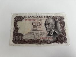 100 Pesetas Spanien 1970 Banknote guter Zustand