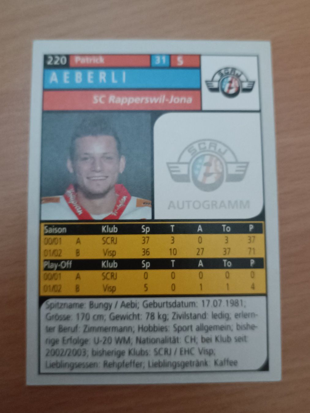 Autogramme: Patrick Aeberli- handsigniert – Gebraucht aus Menziken von Artographs 1