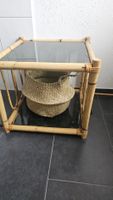 Table basse vintage en bambou et verre, chic!