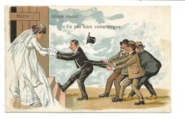 Humor - Jux - Heirat - Verhinderung vor Reue ! - Litho  1912