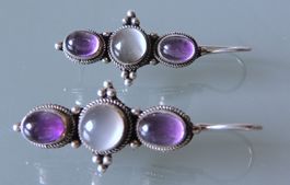 Amethyst Mondstein Silber 925 Ohrringe 40 mm