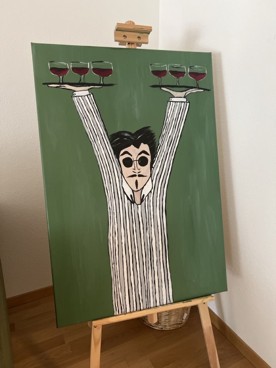 Gemälde: Original Acrylgemälde 70x100 cm – "Der Kellner" – Gebraucht aus Zürich von pal_gqw9