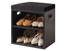 Schuh Aufbewahrungsbank mit gepolstertem Sitzkissen schwarz
