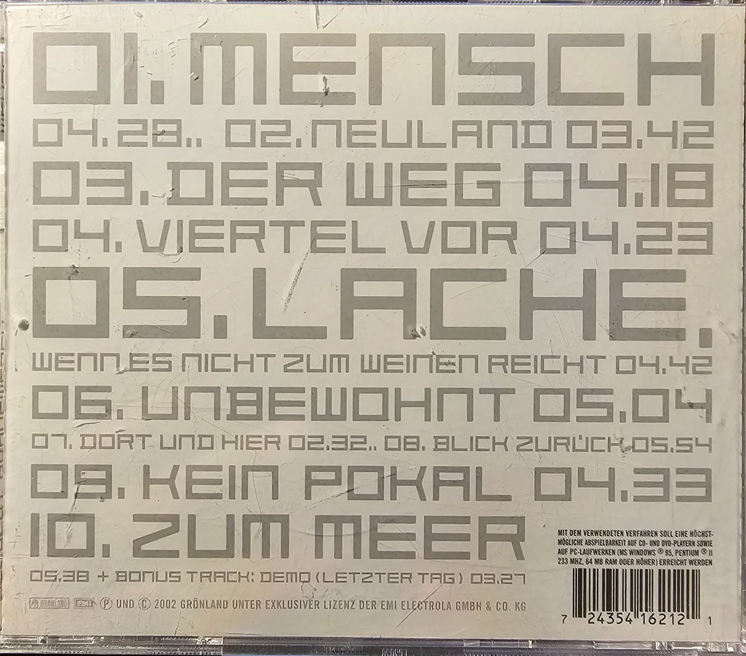 CD: Herbert Grönemeyer – Mensch – Usato da Wahlen b. Laufen venduto da Cg10 1