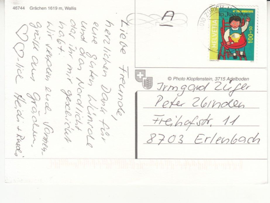 Cartoline postali: Grächen 2012 – Usato da Bürglen TG venduto da StampGraf 1