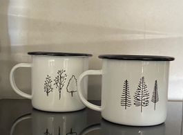 Lot 2 tasses émail motif arbres NEUF