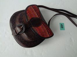 Hippie Schultertasche Leder mit Webemuster Crossbody Bag