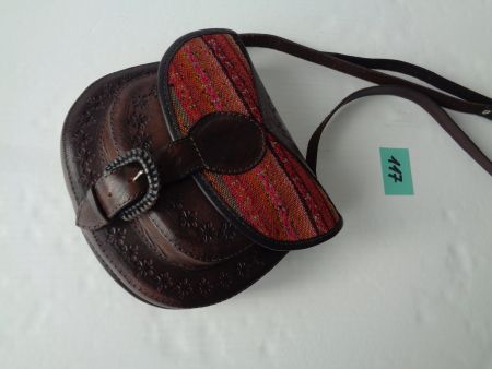 Hippie Schultertasche Leder mit Webemuster Crossbody Bag