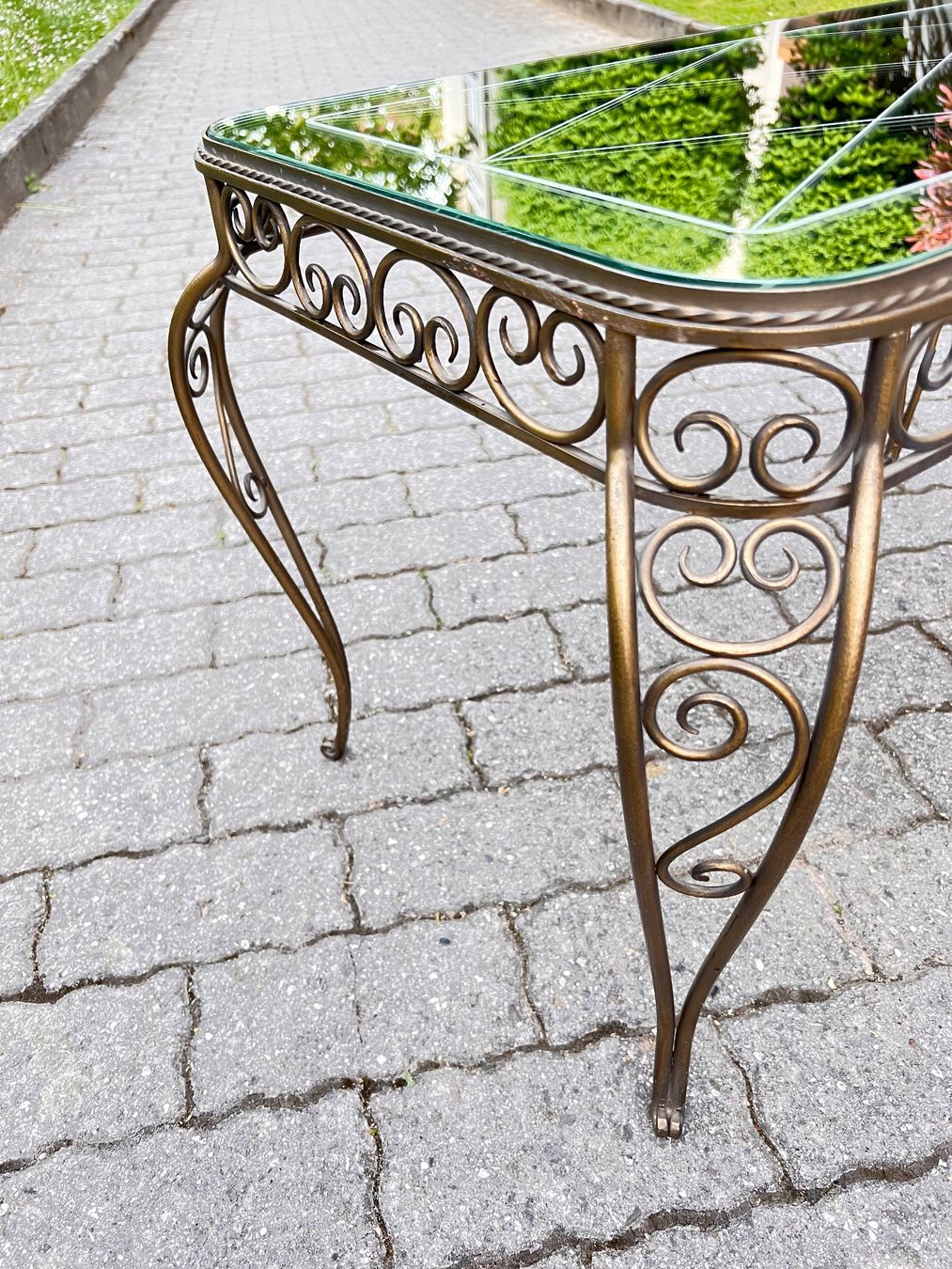 Tische: Table basse vintage, fer forgé et plateau miroir – Gebraucht aus Bernex von 2ziemement 3