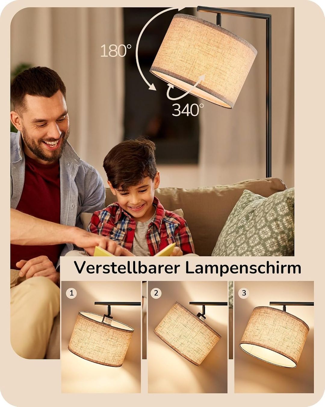 Lampade: Stehlampe 160 cm Bogenlampe Schwarz Beige E27 LED – Nuovo e nell'imballaggio originale da Schaffhausen venduto da schwizerchaes 1