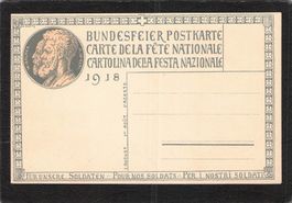 Bundesfeierkarte 1918 Nr.23 o ,grau mit Nr.4 Bildseite