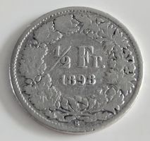 1/2 Fr. Münze 1898 Silber Gute Erhaltung