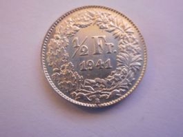 50 Rp. 1941 silber  gute Erhaltung vorz+