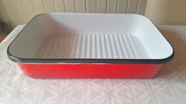 Vintage Bräter Email  rot /weiss